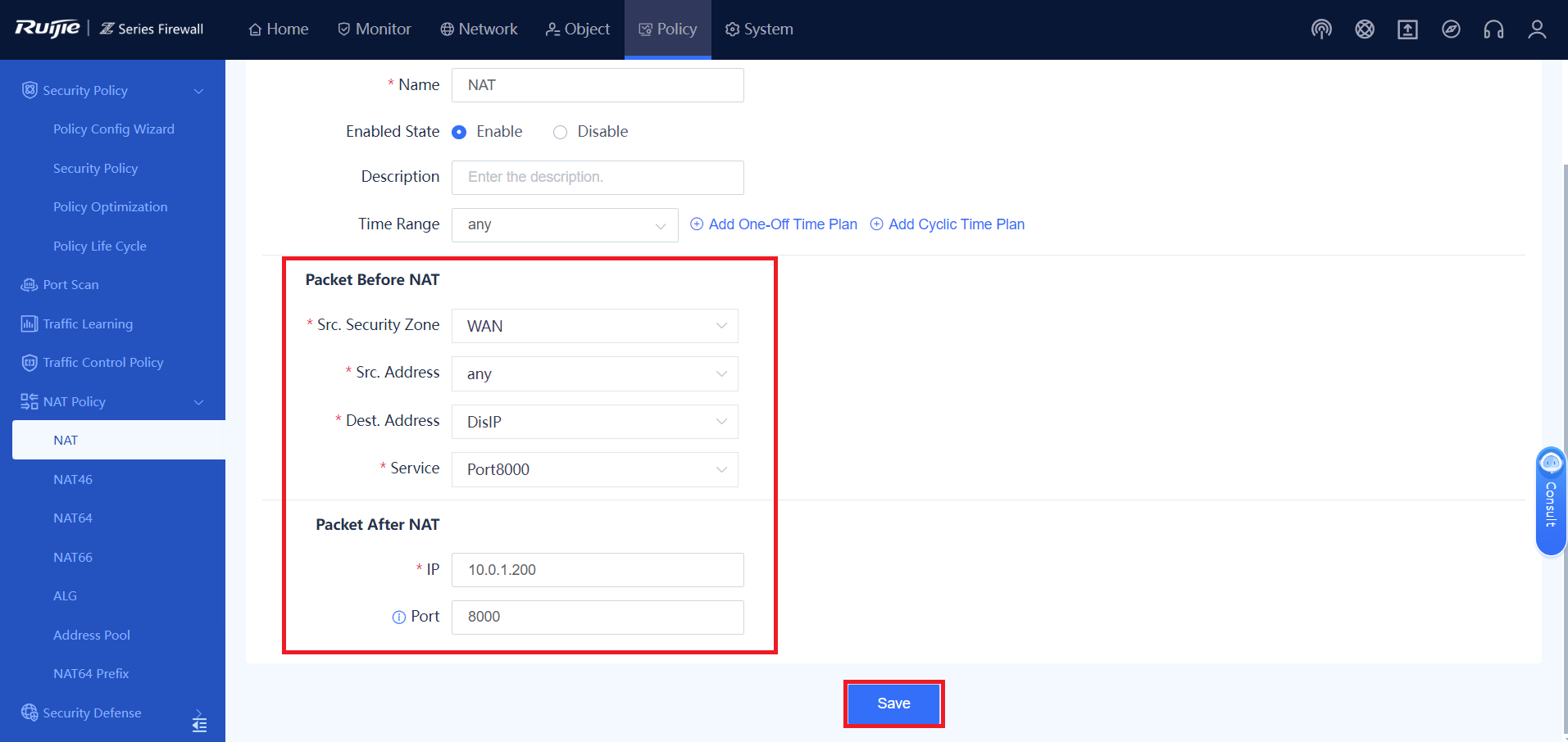 Ruijie Firewall Port Forwarding