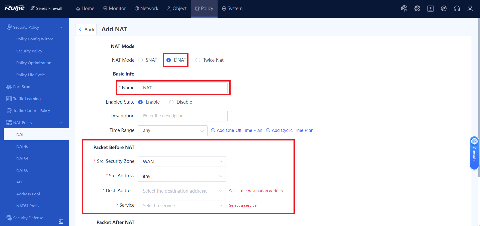 Ruijie Firewall Port Forwarding