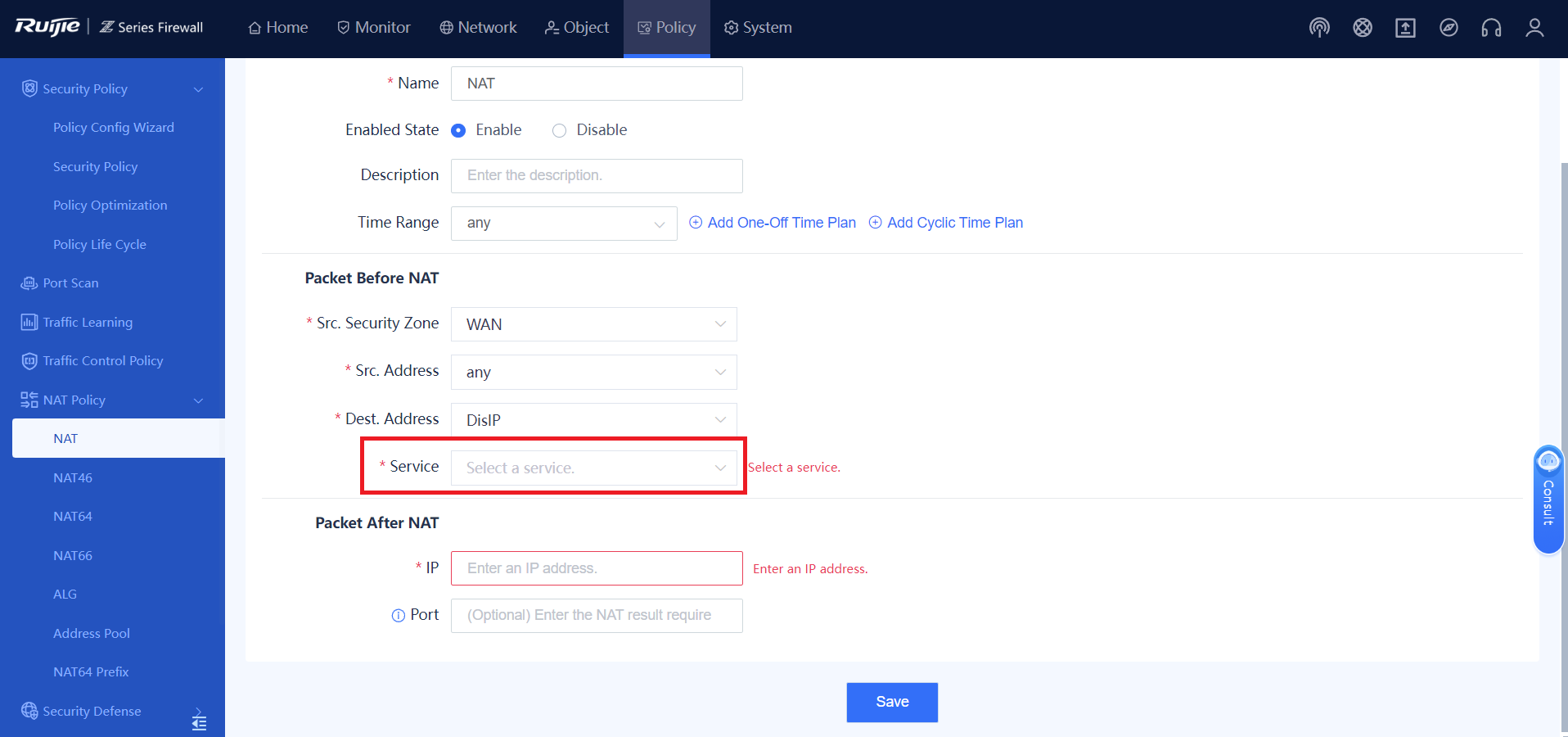 Ruijie Firewall Port Forwarding